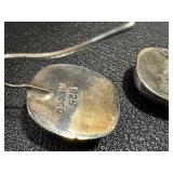 Sterling Silver Earrings with Orange-Red Spiny Oyster Cabochons (Pair)