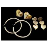 Assorted Heart and Hoop Earrings - Gold-Tone & Silver-Tone Metal