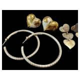 Assorted Heart and Hoop Earrings - Gold-Tone & Silver-Tone Metal
