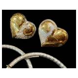 Assorted Heart and Hoop Earrings - Gold-Tone & Silver-Tone Metal