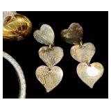 Assorted Heart and Hoop Earrings - Gold-Tone & Silver-Tone Metal