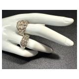 Two Sterling Silver Vintage Hip Hop Brutalist Rings - Sizes 8.25 & 9.5