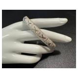Vintage Etched Sterling Silver Bracelet with Cross-Hatch Motif