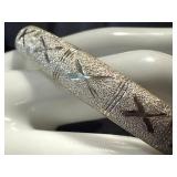 Vintage Etched Sterling Silver Bracelet with Cross-Hatch Motif