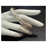 Vintage Etched Sterling Silver Bracelet with Cross-Hatch Motif