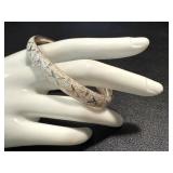 Vintage Etched Sterling Silver Bracelet with Cross-Hatch Motif