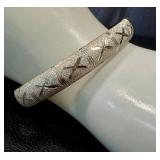 Vintage Etched Sterling Silver Bracelet with Cross-Hatch Motif