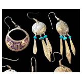 Assorted Vintage Southwestern Sterling Silver Earrings & Ring