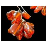 Vintage Amber Jewelry Set - Two Rings (Size 7 & 7.5) & Two Pairs of Earrings