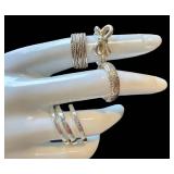 Sterling Silver Ring Lot (Lot of 6) - Bow Ring, Engraved Band & Stacking Rings
