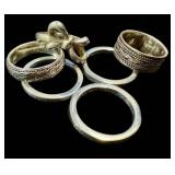 Sterling Silver Ring Lot (Lot of 6) - Bow Ring, Engraved Band & Stacking Rings