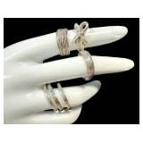 Sterling Silver Ring Lot (Lot of 6) - Bow Ring, Engraved Band & Stacking Rings