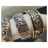 Sterling Silver Rings (Lot of 3) Hearts, Geometric and Ornate Scrollwork - Sizes 7.25-8.5
