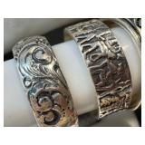 Sterling Silver Rings (Lot of 3) Hearts, Geometric and Ornate Scrollwork - Sizes 7.25-8.5