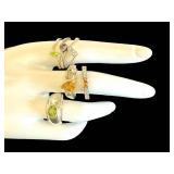 Sterling Silver Gemstone Ring Lot - Sizes 8 to 8.5