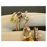 Sterling Silver Gemstone Ring Lot - Sizes 8 to 8.5