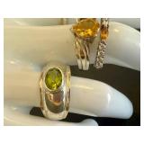 Sterling Silver Gemstone Ring Lot - Sizes 8 to 8.5