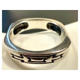 Sterling Silver Turquoise Inlay Ring - Size 11.5