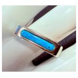 Sterling Silver Turquoise Inlay Ring - Size 11.5