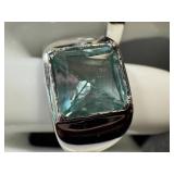 Aquamarine Rings (2) & Earrings in Sterling Silver - Ring Sizes 8 and 8.25 (Lot of 3)