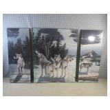 (FS) 3-Piece Wolves Wall Decor Cloc...