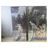 (FS) 3-Piece Wolves Wall Decor Cloc...