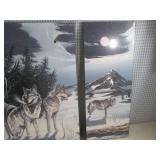 (FS) 3-Piece Wolves Wall Decor Cloc...