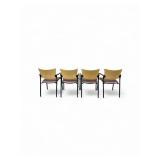 Set of Four Burgundy Stacking Chairs