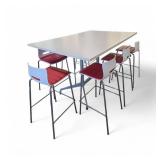 Herman Miller Eames Hightop Table with 7 Allermuir Casper bar stools Retails new for $6700