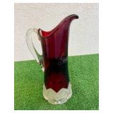 Rare Antique Ruby Red Grandin ND Glass Water Pitcher