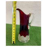 Rare Antique Ruby Red Grandin ND Glass Water Pitcher