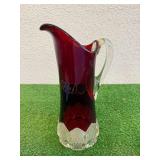 Rare Antique Ruby Red Grandin ND Glass Water Pitcher