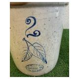 2 Gallon Blue Leaf Union Stoneware Crock Red Wing MN