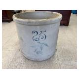 25 Gallon Blue Leaf Red Wing Union Stoneware Crock