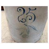 25 Gallon Blue Leaf Red Wing Union Stoneware Crock
