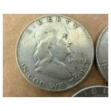 3 Franklin Half Dollars 1952 & 2 1950
