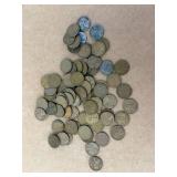 80 Wheat Pennies including 3 Steel