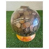 Round Bank Full of Pennies - Many Wheat