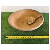 Wood Dough Bowl & Spoon