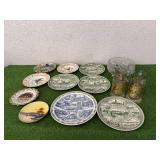 Collectible Plates, Glasses & Crystal Bowl