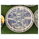 Collectible Plates, Glasses & Crystal Bowl