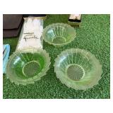 Uranium Glass Bowls, Purses, New Sheets & Misc