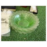 Uranium Glass Bowls, Purses, New Sheets & Misc