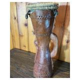Carved Hand Drum with Tribal Style Design