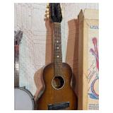 Vintage Folk String Instrument Lot”  * Regal Tenor Guitar * Banjo Ukulele (with box + book)