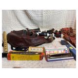 Vintage Musical Instrument Lot – Bagpipes Set, Hohner Harmonicas, Yamaha Harmonica, Tonette