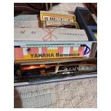 Vintage Musical Instrument Lot – Bagpipes Set, Hohner Harmonicas, Yamaha Harmonica, Tonette