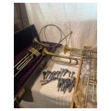 Vintage Brass Instrument Lot – Boy Scouts Bugle, Trumpet & Large Mouthpiece Collection – Vincent Bach, Schilke + More!”