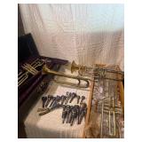 Vintage Brass Instrument Lot – Boy Scouts Bugle, Trumpet & Large Mouthpiece Collection – Vincent Bach, Schilke + More!”