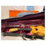 Vintage Folk Instrument Lot – Harmony Ukulele w/ Case & Nardan Harp w/ Box – Unique Pair”